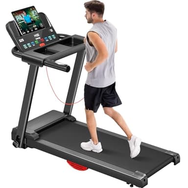 UMAY Tapis de Course Pliable 12km/h,Tapis de Marche Electrique 2.5HP/1800W avec Moniteur de Fréquence Cardiaque,APP et Haut-Parleur Bluetooth,Tapis Roulant avec 12 programmes d'entraînement