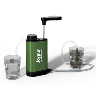 Joypur Filtre à eau Survie en plein air - Filtre à eau potable en métal avec une capacité de filtration de 6000 L Purificateur d'eau portable pour le camping la randonnée l'urgence etc. (Vert armée)