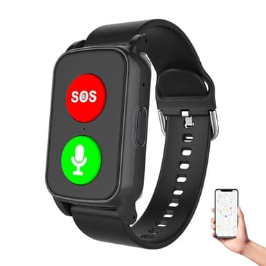 DHsdlpLU Montre pour Personne Agée GPS, détection de Chute, géolocalisation, Vibration et Sonnerie, Double Fonction de Rappel, pour Les Seniors S3-Black
