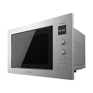 Cecotec Micro-ondes encastrable numérique 25 litres avec gril GrandHeat 2550 Built-In Steel. 1320 W, 8 fonctions, minuterie, revêtement en acier inoxydable, plateau tournant de 31,5 cm.