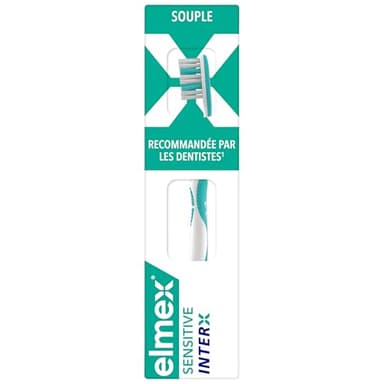 ELMEX - Brosse à dents Sensitive Inter X - Nettoyage en douceur des dents sensibles et des espaces interdentaires - Souple - Conçue par des experts