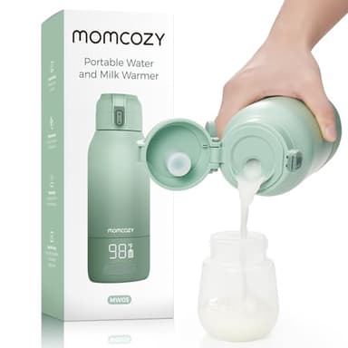 Momcozy Chauffe Biberon Portable pour Nomade sans Fil, Chauffage Rapide et Longue Autonomie, 2 Modes de Chauffe pour Lait Maternel et Eau, Grande Capacité de 500ml pour Toute la Journée