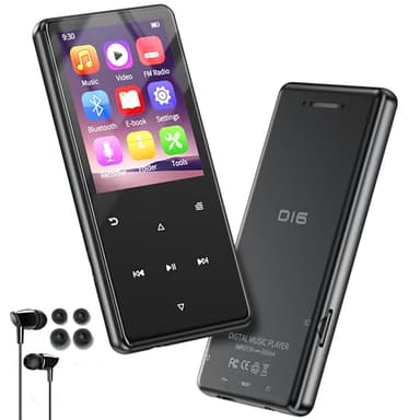 64Go Lecteur MP3 Bluetooth 5.3, 2,4 pouces lecteurs mp3 et mp4 Portable mp3 Enfant avec Haut-Parleur intégré, baladeur Enfant avec Radio FM, enregistreur, Pédomètre,Livre électronique Écouteurs inclus