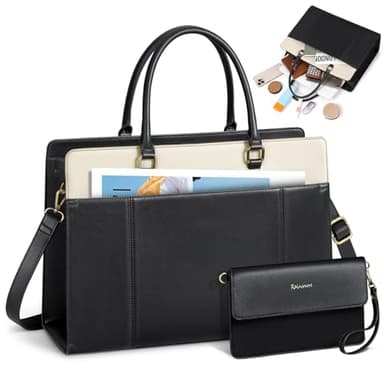 RAINSMORE Sac Cabas Femm avec Clutches Grand Sac a Main pour Les Cours Lycee Sac Ordinateur Portable 15,6 Pouces pour Travail Affaires Etudiante Noir