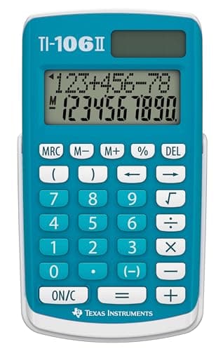 Texas Instruments TI-106 II - Calculatrice Scientifique Solaire, Une Calculatrice de Poche Durable et Facile à Utiliser avec Quatre opérations arithmétiques de Base, en/GR/DE/FR