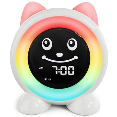 FiveHome Réveil Enfant-Reveil Enfant Educatif Jour/Nuit avec Veilleuse 11 Couleurs | Minuterie | Fonction Snooze | Fonction Mémoire | Réveils Lumineux pour Enfants Cadeau pour Filles et Garçons