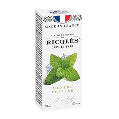 RICQLES - ALCOOL DE MENTHE- Menthe poivrée - Format voyage- Fabrication française- Flacon rond 50 ML
