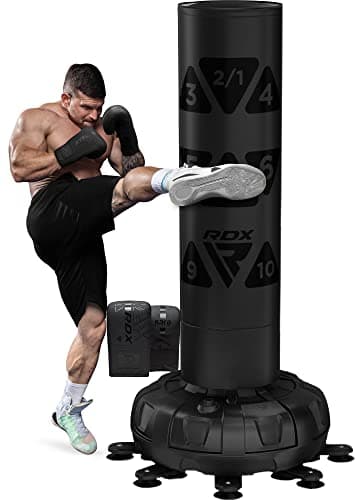 RDX Sac de Frappe sur Pied avec Entraînement Gants pour Muay Thai, Kickboxing, Arts Martiaux MMA, 6ft Ronin Adulte Lourd Devoir Autoportant 17 Ventouses Sac de Boxe (6FT)