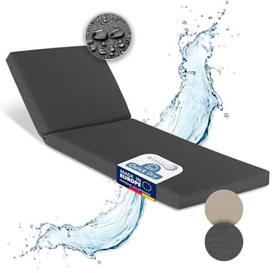 Beautissu Coussin Bain de Soleil 190x60 Imperméable Matelas Transat Bain de Soleil – Résistant aux Intempéries Séchage Rapide Lavable – Coussin Chaise Longue Exterieur Anthracite