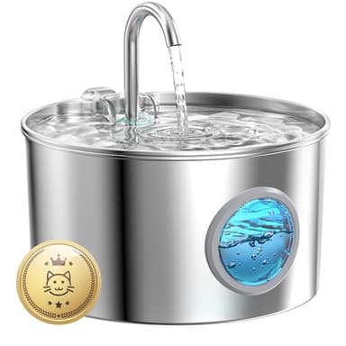 Fontaine a Eau Chat INOX: 2,2L Fontaine à Eau pour Chat - Distributeur Eau Chat Automatique - Silencieux Fontaine Eau Chat - Gardez l’Eau Propre - avec Un Ensemble de Filtre