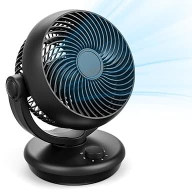 GuKKK Ventilateur silencieux de bureau flux d'air puissant 3 vitesses oscillation manuelle à 70°, automatique à 100° ventilateur turbo 3D