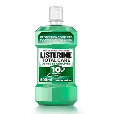 Listerine – Bain de Bouche Total Care Dents et Gencives (bouteille de 500 ml) – Soin bucco-dentaire quotidien pour des dents et gencives plus saines – Bain de bouche pour une haleine fraîche durable