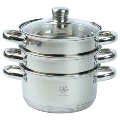 KARL HAUSMANN Cuit-Vapeur Inox - 2.4L - 18cm - Casserole Vapeur Argentée - Cuisson Vapeur Compatible Induction - Cuiser Vapeur Pommes de Terre - Cuiseur Vapor Inox avec Insert - Faitout Steam Cooking