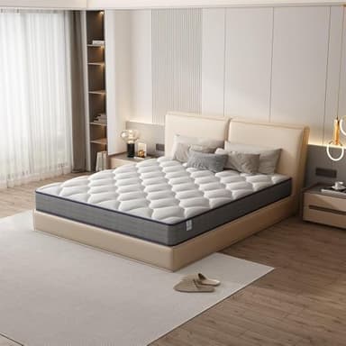 TEENO Matelas 160x200 cm Ressorts Ensaches, Matelas à mémoire de Forme et Ressorts,Matelas Ergonomique,Respirant,Hypoallergénique,Confort Ultra Moelleux,Soutien à Haut Rebond,160 x 200 x 20cm