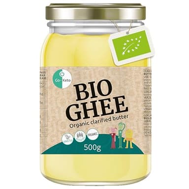Go-Keto BIO Ghee, 500 g | 100% beurre clarifié, certifié BIO, Ayurveda | parfait pour le régime céto | idéal pour la cuisson et le rôtissage | Sans lactose, sans gluten