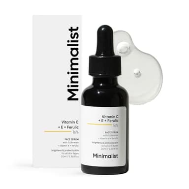 Minimalist Sérum à 16% de vitamine C avec vitamine E & acide férulique pour améliorer l'éclat, Blanc, 20 ml (Pack de 1)