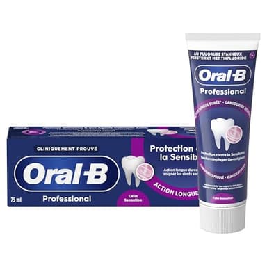 Oral-B Dentifrice Pour Les Dents Sensibles Professional Protection Sensibilité Et Sensation Apaisante, Au Complexe Au Fluorure Stanneux, Conçu Pour Un Brossage En Douceur, Arôme Eucalyptus 75ml