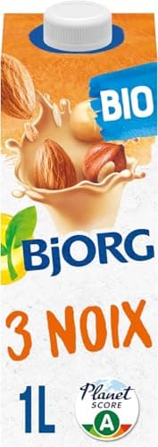 BJORG - Boisson 3 Noix - Sans Sucres Ajoutés - 100% Végétal - Mélange Noisettes, Amandes et Noix de Macadamia - Riche en Protéines - Écoreponsable - 1L(Le forfait peut varier)