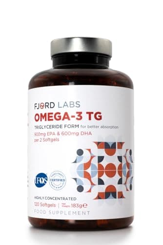 Oméga-3 TG | Forme triglycéride | Certifié IFOS | 900mg d'EPA et 600mg de DHA pour 2 capsules softgel | 120 capsules