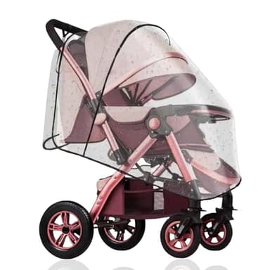 Habillage Pluie Universelle pour Poussette, Habit de Pluie Poussette Universelle Protege Poussette Protection Couvre Transparent Anti Pluie Habillage Protège Contre le Soleil la Poussière la Neige