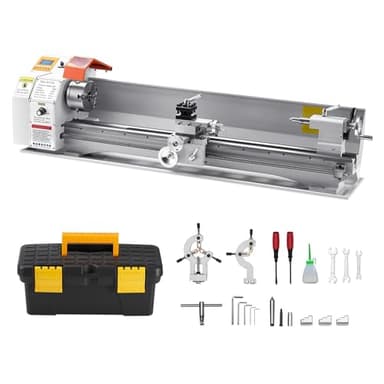 VEVOR Tour à Métaux d'Établi Filetage Électrique 220 x 1000 mm Alimentation Automatique 2500 tr/min 1250 W Moteur Sans Balais, avec Accessoires, Tour à Métaux, pour Traitement de Pièces de Précision