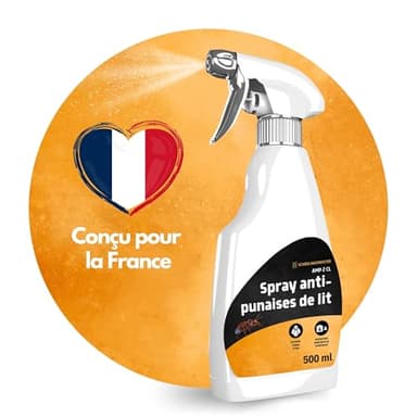 SCHÄDLINGMEISTER spray anti-punaises de lit - 500 ml - agent pour couvre-matelas et textiles - combat efficacement les punaises de lit sans perméthrine - traitement punaise de lit - AMP 2 CL