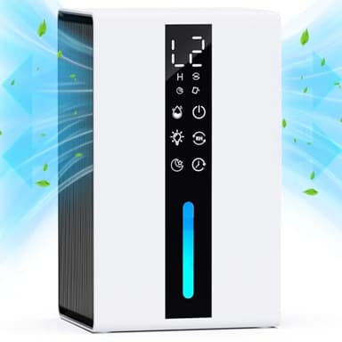 Deshumidificateur d air 1800ML, Déshumidificateur d air Electrique 48W, avec 48H de Minuterie, 7 Lumières de Couleur, Dégivrage Automatique, Arrêt Automatique, pour la Maison, Bain, Chambre