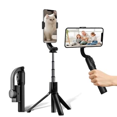 MIUUIPI Gimbal Stabilisateur de Smartphone 1 axe Téléphone Portable avec télécommande Bluetooth 3-1 pour Vlogging, Vidéo en Direct, TikTok, Youtube, Compatible avec pour iPhone/Android