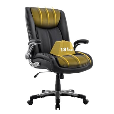 COLAMY Chaise de Bureau XXL [181 kg] – Fauteuil de Bureau à Dossier Haut avec accoudoirs réglables et mécanisme synchrone – Siège Extra Large (58 cm) – Cuir synthétique Respirant – pour Le Bureau à