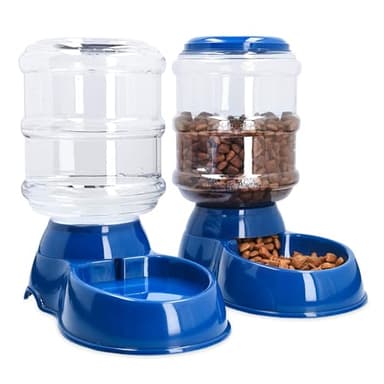Navaris 2X Distributeur Croquettes et Eau - Accessoire pour Chat et Chien - 2X Gamelle Automatique Nourriture - pour Chat Chien Lapin - Capacité 3,8L