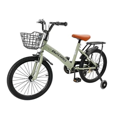 Vélo pour enfant de 18 pouces, cadre en acier au carbone de haute qualité, siège et guidon réglables, double freins, moyeux intégrés, panier amovible, roues stabilisatrices, selle confortable, vélo