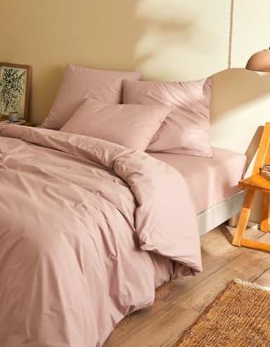 Housse de Couette 220x240 cm – 100% Percale de Coton-80 Fils/cm² – Haute Qualité - Douce, Résistante et Confortable – Cosy DESTOCK (Rose)