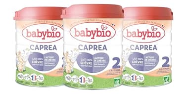 Babybio - Lait Infantile - Caprea 2ème Âge - 800g - Au lait de chèvre - dès 6 Mois - BIO - Fabriqué en France - Sans Huile de Palme - Lot de 3