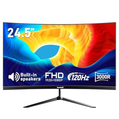 Gawfolk cran24,5 Pouces Moniteur incurvé avec Haut-parleurs intégrés, 3000R 120Hz écran de Jeu PC Full HD 1080P, HDMI 2.0, VGA, VESA 75 * 75mm