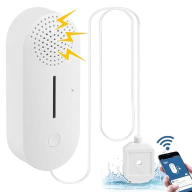 Nizirioo Détecteur d'eau avec Alarme Wi-FI Et Capteur de Niveau d'eau, Capteur d'eau Bruyant de 100 DB à Piles, Compatible avec L'application Tuya Smart Life, pour Cuisines, Caves, Éviers, Sols