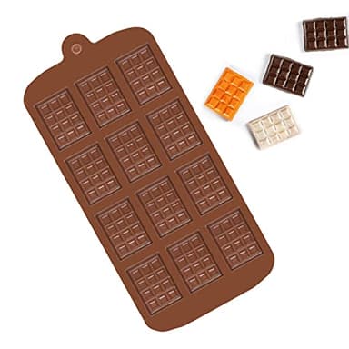 Hotype Moules à Chocolat, Moules Mini en Silicone à Chocolat, 12 Cavités Antiadhésifs Moule à Fondant, Facile à Démouler, pour Chocolats Maison, Pralines, Bonbons, Gaufres, Décoration de Gâteau
