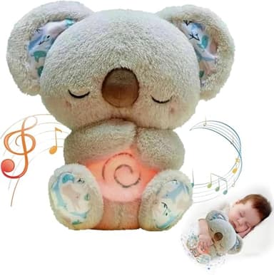 Vmhkjo Loutre Qui Respire Koala avec Musique Apaisante, Peluche Loutre Apaisante pour Adultes et Enfants Ma Loutre Calin Bonne Nuit, Compagnon de Sommeil Doux Soulager l'Anxiété (Koala Gris Claire)