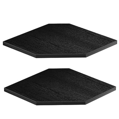 JJL Étagère d'angle 30 cm - avec Trous pour Fils, 2 Niveaux 33,7 cm Profondeur, Étagères en Bois pour Rangement Mural (Parfaites pour Haut-Parleur & Pièces Décoratives), Noire