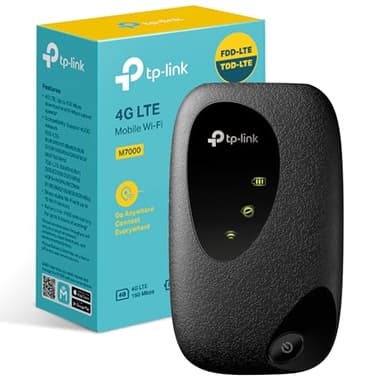 TP-Link M7000 Routeur 4G Sim WiFi N300Mbps, Pocket WiFi Portable, Modem 4G, Box 4G Débit 150Mbps, Modem 4G, Hotspot 4G, Batterie Rechargeable de 2150mAh, Déverrouillé Compatible Toute SIM