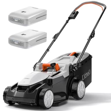 Litheli Tondeuse à Gazon sans Fil 37cm, 2X 20V Batteries 4.0Ah, Hauteur Réglable 25-75mm, Bac 40L, pour Pelouses jusqu'à 300m² (Jardin & Petits Espaces)