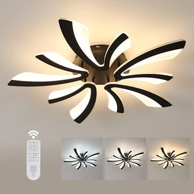 Comely Plafonnier LED Dimmable, 48W 5400LM Lampe de Plafond Avec Télécommande, Moderne Luminaire Plafonnier pour Salon, Chambre à Coucher, 70cm, Dimmable 3000K-6500K, Noir