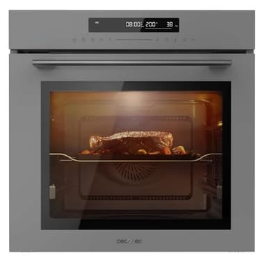 Cecotec Four Encastrable 60cm Bolero Hexa SM406000 Glass Grey A+. 2900W, 72L, 12 Fonctions avec Steak Master, Pizza Master, Steam Assist, Steam EasyClean, Mode Eco et Décongélation, Electronic Timer