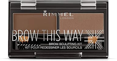 Rimmel London Brow This Way Kit de Modelage de Poudre à Sourcils, Finition Soignée et Précision Ultime avec la Formule Duo Compact, Brun Poyen, Poudre 0,04 oz, Cire 0,03 oz