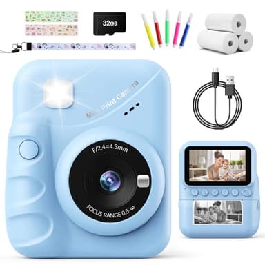 TIATUA Appareil Photo Instantané Enfant, 3.0" Grand Écran 48MP 1080P HD Appareil Photo Numérique Enfant avec Carte 32GB et Papier Photo Imprimé, Cadeau pour Filles Garçons 3-12 Ans