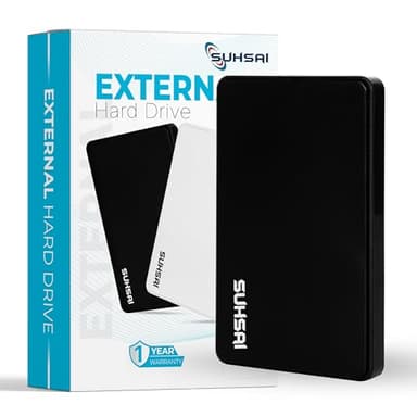 SUHSAI Disque dur externe portable de 1 To, disque dur externe de 6,3 cm, disque de stockage et de sauvegarde, disque de transfert de données USB 2.0 haute vitesse compatible avec Mac, PC, ordinateur