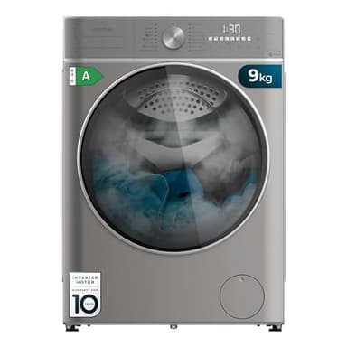 Cecotec Lave-linge 9 kg à Chargement Frontal Bolero DressCode 9800 Inverter Steel A 1400 tr/min, Classe A, 16 Prog, Moteur Inverter Plus, SteamMax, OnSmart, SpaCare, Fuzzy Logic et Écran Tactile XXL