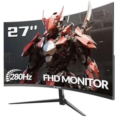 CRUA Curved Gaming-Monitor 27 Zoll 280Hz, FHD 1080P 1800R PC-Monitor, 1 ms GTG mit FreeSync, geringe Bewegungsunschärfe, Augenschutz, VESA, DisplayPort, HDMI, Schwarz