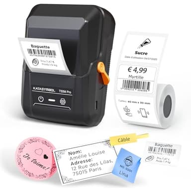 SUPVAN Etiqueteuse T50M Pro, contien Etiquettes Autocollantes Larges Imperméables, Smart App 40+ Polices, 150+ Modèles et 700+ Icônes, pour la Maison, Le Bureau et Les Entreprises