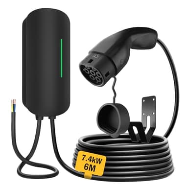 Morec Station de Recharge pour véhicule électrique Wallbox 7KW Type 2, Chargeur de Voiture électrique monophasé avec câble de Charge de 6M