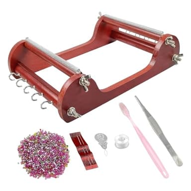 de Métier à Tisser de Perles en Bois avec Fils, Machine à Tricoter pour Bricolage de Bracelets et Boucles d'oreilles